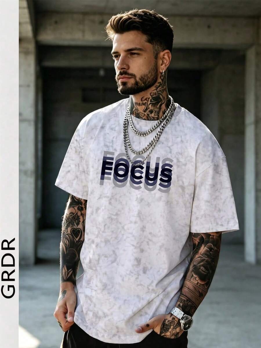 GRDR | 男士复古极简水洗短袖T恤 | 适合夏季穿着 | 舒适透气 | 引领时尚潮流 - 白色 - 查看 1