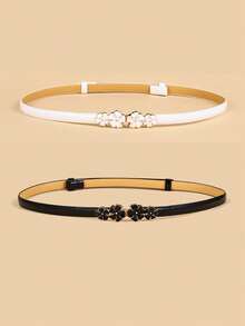 1pc/2pcs Oil Drop Plum Blossom Buckle Waist Belt - White - View 7