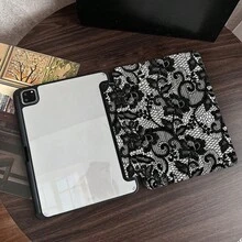 1件裝黑色復古蕾絲花卉印花平板保護殼，附筆槽，適用於 iPad 10代 10.9吋 2022/Air 13(M3 2025)/Air 11(M3 2025)/11(A16 2025)，自動休眠/喚醒功能，時尚平板配件，兼容小米 5/5PR/6/6PRO/7/7PRO/Galaxy Tab S10+/S9/A9，兼容小米平板 5/6/7，兼容華為 Matepad - 彩色 - 查看 4