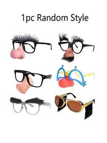 1pc Random Style Funny Glasses, Halloween April Fools' Day Birthday Party Costume Prop, Instantly Ignite Party Atmosphere, Fun Party Gathering Funny Nose & Mustache Glasses Gift, Hilarious Prank Holiday Performance Glasses, Various Styles - One Size Fits All - View 8