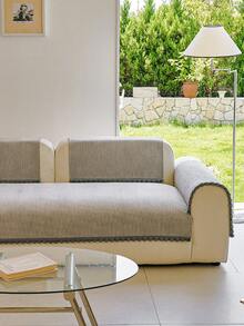 1pc Bohemian Style Tassel Solid Color Chenille Sofa Cover, Minimalist Unique Design, Adds Artistic Flair And Exotic Charm To Your Living Room, Creating A Comfortable And Fashionable Home Decor - Light Grey - View 5