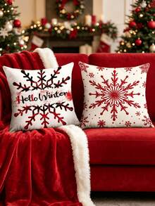 1/4pcs New Christmas Pattern Pillowcase, Christmas-Themed Throw Pillow Cover, Decorative Pillow Cover, Square Pillowcase, Christmas Decoration, Suitable For Living Room, Sofa, And Bedroom Party Decor, Pillow Insert Not Included 18x18 Inches - Multicolor - View 7