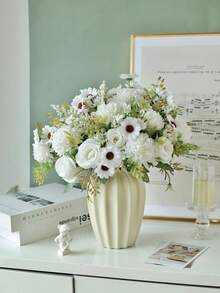 1/3/60pcs Artificial Embroidery Ball & Rose Bouquet, Realistic Texture, Suitable For Vase, Home, Hotel Room, Wedding Decoration, Tabletop Decor, Birthday Gift, Graduation Ceremony, Autumn Decoration And Other Occasions - White - View 4