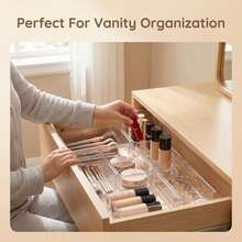 Multiple Combination Transparent Drawer Storage Boxes, Cosmetic Organizer Boxes, Freely Combinable Dividers, Convenient Placement, Organizing Boxes For Office Desk Drawer Bedroom Storage - Clear - View 7