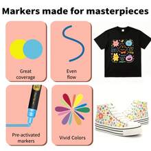 Flysea 24/36 Colors Fabric Marker Set, Dual-Tip Markers For Clothes, Textiles, T-Shirts, Canvas Bags, Hats, DIY Crafts And Apparel, Back To School - Double-ended Fabric Marker (set) - View 4