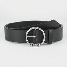 1pc/3pcs White K-Color Round Raised Buckle PU Belt - Black - View 7