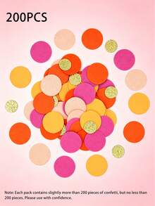 200pcs Pink, Orange, Gold Glitter Polka Dot Confetti - Suitable For Birthday Party, Bridal Shower, Wedding Favors, Decorations, Desktop Decor - View 7