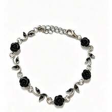 Silver Women's Minimalist Luxury Niche Casual Black Rose Bracelet - Black - View 1