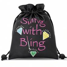 1PC Diamond Letter Design Golf Bag With Drawstring Closure, Portable And Durable Faux PU Golf Ball And Tee Storage Bag, Ideal For Golfers - Multicolor - View 3