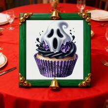 1 Set 46cm/18.11inch Ghost Cupcake Semi-Finished Cross Stitch Kit, DIY Needlework Materials, 11CT Printed Cross Stitch Decor Painting, Creative Handmade Gift, Full Home Decor Craft Set, Frame Not Included - Halloween Ghost Cupcakes - View 3