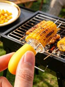 2pcs/4pcs/Stainless Steel Corn Fixers, Suitable For Barbecuing Small Yellow Corn Forks, Boiled Corn Anti-Scalding Devices, Which Are Very Useful. - Yellow - View 1