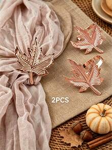 1pc/4pcs/6pcs/12pcs Thanksgiving Autumn Napkin Rings - Gold, Silver, Bronze Pumpkin Napkin Rings, Gold, Silver Maple Leaf Napkin Rings - Autumn Thanksgiving Halloween Dinner Table Decor - Multicolor - View 21