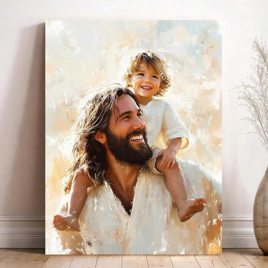 Jesus And Child Canvas Print: Christian Home Decor - Canvas Framed 1PCS - View 1