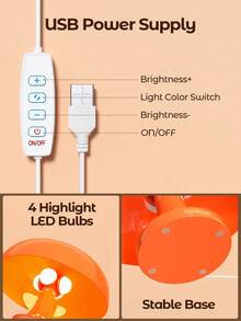 Modern Minimalist LED Mushroom Decorative Table Lamp, 3-Color Dimmable Romantic Art Desk Lamp, USB Powered Reading Light, Home Decor Atmosphere Lamp, Suitable For Bedroom, Living Room, Dining Room, Party Decoration - Multicolor - View 3