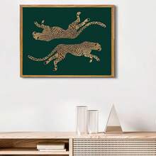 1pc, Canvas Wall Art, Framed Wall Decor, Minimalist Leopard Print Canvas Wall Art, Abstract Leopard Silhouette Poster, Emerald Green Background Aesthetic Decor, Suitable For Modern Home Decor, Room Decor, Dorm Decor, Bedroom Decor, Living Room Decor, Bathroom Decor, Kitchen Decor, Dining Room Decor, Living Room Decor, Office Decor, School Decor, Classroom Decor, Back To School Decor, Waterproof Poster, Apartment Wall Decor - Cheetah - View 9