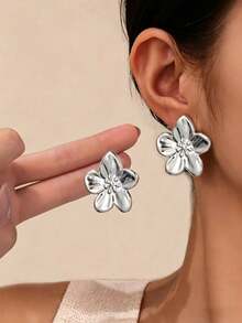 1/6 pares de pendientes para mujer con forma de estrella de mar, concha, caracola, flor de cinco pétalos y espiral infinito, chapados en plata, accesorios de playa y océano, joyería de verano para mujer, pendientes de plata - Plata Gris - Ver 6