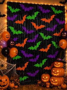 2set Halloween Colorful Bat Decorations, Suitable For Front Door, Entrance, Windows, Spooky Porch Decor Set, Indoor And Outdoor Halloween Home Decoration, Reusable, Also Suitable As Small Gifts Or Holiday Decoration Set - Multicolor - View 1
