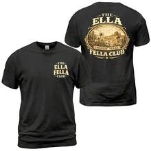 Ella Fella Club T-Shirt, West Texas Graphic Print T-Shirt, Desert Cowboy Landscape Back Print T-Shirt, Vintage Ranch Style Clothing - 黑色 - 查看 1
