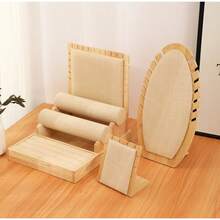1 buah Set Stand Pajangan Perhiasan Kayu Linen, Dudukan Kalung, Tempat Anting, Rak Penyimpanan Gelang, Cocok untuk Fotografi Butik Ritel, Kombinasi yang Dapat Disesuaikan - MultiWarna - View 8