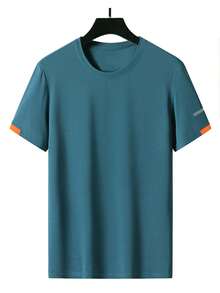 Men's Short Sleeve T-Shirt, Loose Breathable Quick-Dry Lightweight Casual Tee, Versatile For Sports, Home, Commute Summer - Navy Blue - View 3