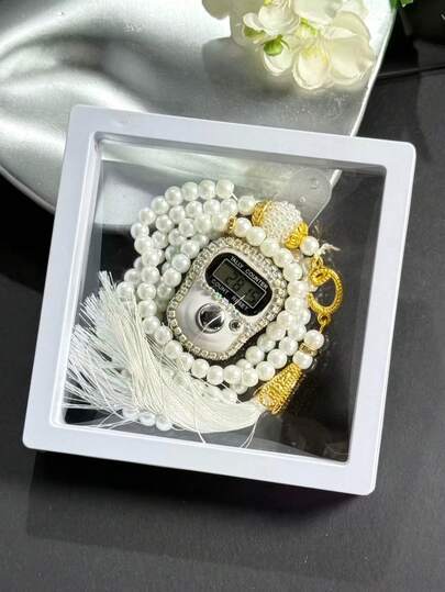 1pc Islamic Muslim Prayer Beads Counter Ring, 99pcs 6mm Faux Pearl, 8 Colors Available, Fashionable Women's Accessory, With Counting Function, Minimalist Style, Ideal Gift Box Packaging