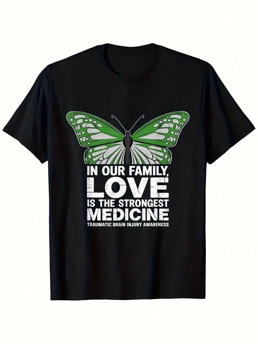 Vibrant Monarch Butterfly Print, Lightweight And Breathable, Short Sleeve, Round Neck, Casual T-Shirt For Everyday Wear, Outdoor Sports, Spring/Summer/Autumn, Sizes XL - 5XL - 黑色 20 - 查看 1