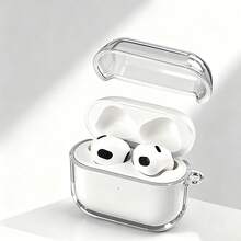 適用於 4/3/2/Pro/Pro2/Pro3 的保護殼，Apple 高透明 TPU 耳機殼附耳掛，藍牙耳機收納充電盒保護套，極簡百搭簡約款 - 無色 - 查看 4