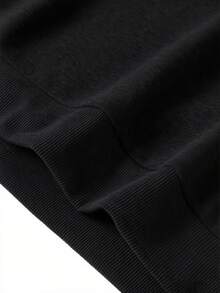 Men's Stand Collar Half-Zip Casual Versatile Minimalist English Letter Print Commute Autumn/Winter Long Sleeve Sweatshirt - Black - View 7