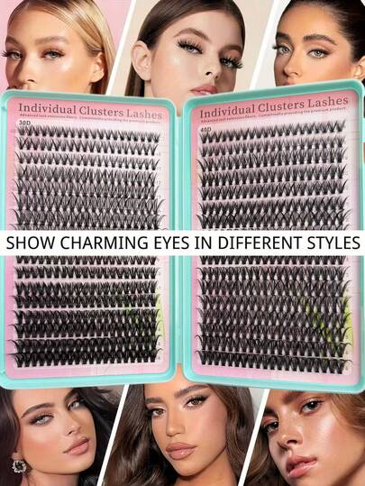 640 Clusters 30D+40D+50D Cluster Eyelashes, DIY Lash Extensions – Premium D‑Curl Natural Thick Individual Lash Clusters, Reusable For DIY Eyelash Grafting, Holiday & Christmas Makeup, Must‑Have For Beginners