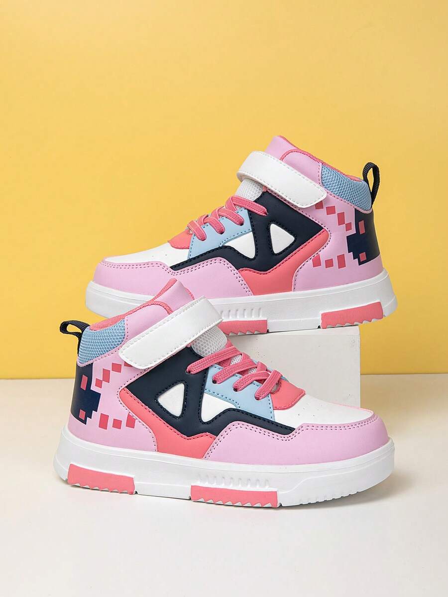 1 Pair Boys'/Girls' Casual Sports Shoes, Lightweight And Comfortable With Light Foot Feel, White And Pink Fashionable Appearance, Ideal For Campus Activities And Weekend Outings, Student Shoes