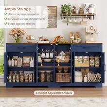 Sideboard, 180cm Large Kitchen Sideboard With 6 Barn Doors & 2 Drawers Farmhouse - 藍色 - 查看 5