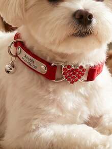 1pc Customizable Adjustable Rhinestone Heart Shaped Cat Collar - Breakaway Pet Necklace With Identity Tag For Small Dogs, Personalize Name, Phone, Address, Cat Essentials & Accessories, Engraved, Stainless, Pet Lovers, Birthdays, Personalized Gift - Multicolor - View 7