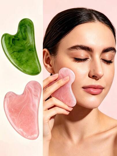 1 pièce Planche Gua Sha en forme de cœur - Outil Gua Sha de haute qualité, outil de soin du visage Gua Sha en jade, soulage la tension du visage et du corps, le massage facial peut réduire les gonflements, apaiser et lisser la peau, laissant un teint radieux, rentrée scolaire, décoration de la maison, fournitures pour la maison, articles ménagers essentiels, cadeau pour les femmes, cadeau pour la mère, cadeau pour la grand-mère, cadeau de fête
