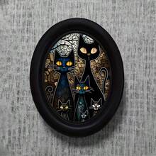 1pc 3D Black Vintage Oval Photo Frame, No Drilling Required, Replaceable Photo, Suitable For Home Decor, Office Decor, Holiday Decor, Gothic Style, Vibrant Colors, Unique Design, Farmhouse, Halloween Decoration - 3 - View 4
