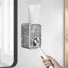 Wall Mounted Automatic Toothpaste Dispenser Set With Adhesive Hook, Ice Pattern Personalized No Drilling Wall Mounted Toothpaste Squeezer, Plastic Bathroom Accessories Storage Box, Hotel And Home Bathroom Decoration, Holiday Gift - Semi-transparent Style - View 11