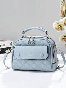 Women's Black Quilted Multi-Zipper Tote Bag, Top Handle And Adjustable Crossbody Strap, PU Leather Shoulder Bag With Star Charm Zipper, Suitable For Daily Commute, Work And Travel - Multicolor - View 16