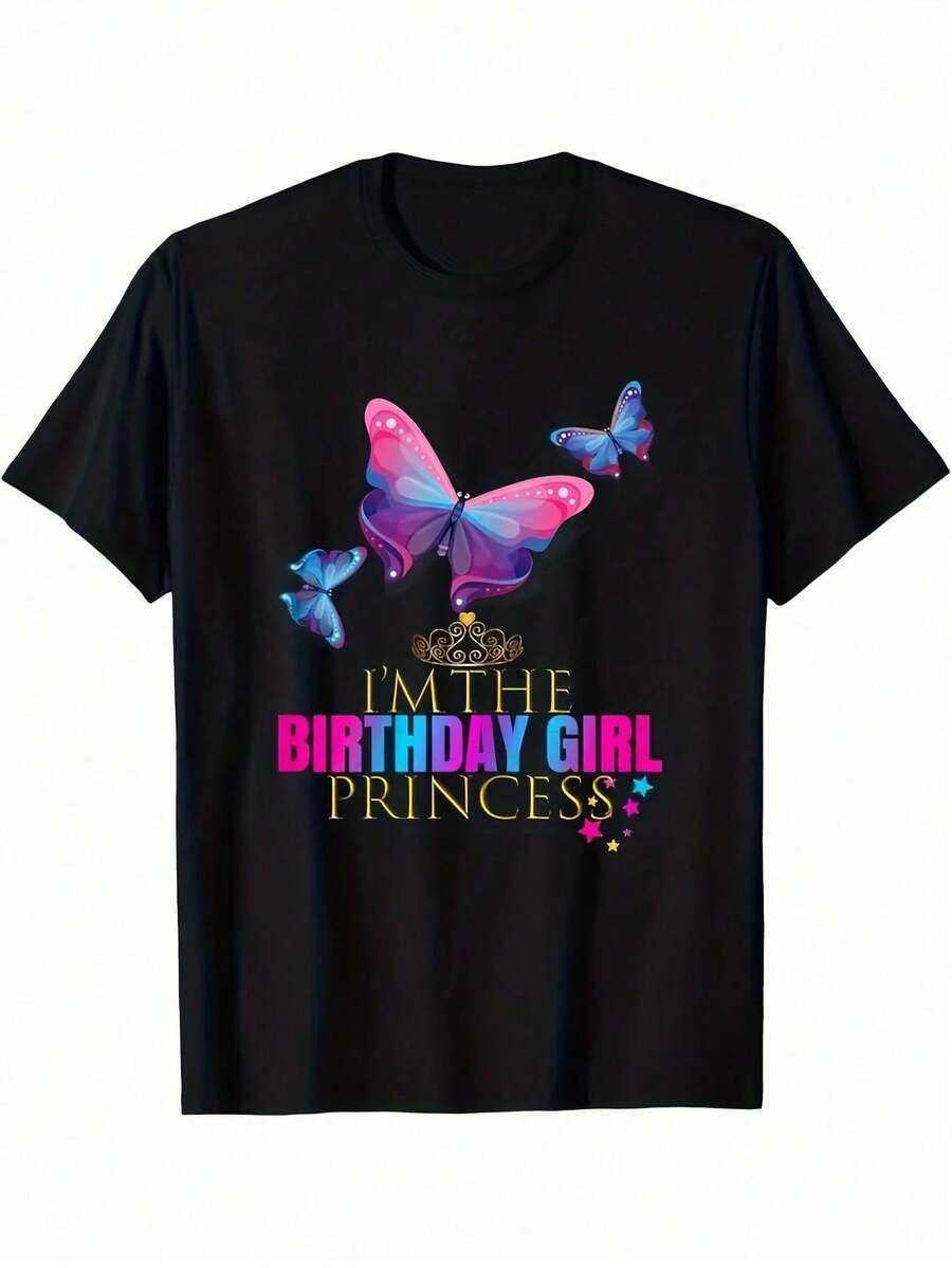 Vibrant Monarch Butterfly Print, Lightweight And Breathable, Short Sleeve, Round Neck, Casual T-Shirt For Everyday Wear, Outdoor Sports, Spring/Summer/Autumn, Sizes XL - 5XL - 黑色 29 - 查看 1