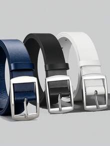 1pc/3pcs White K-Shaped Buckle Versatile Men's Belt - White - View 11