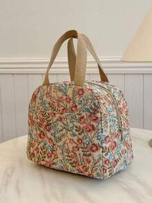Student Portable Insulated Lunch Bag, Thickened Cute Fruit Lunch Tote With Bow And Heart Pattern - Red - View 5