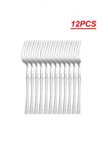 2pcs/6pcs/12pcs Stainless Steel Dessert Forks Suitable For Kitchen, Restaurant, Wedding, Party, Holiday Gift - Silver - View 4