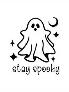 1件 Stay Spooky 幽靈乙烯貼紙－自黏半啞光萬聖節貼紙，適用於汽車、筆電、水壺，單次使用不對稱造型 - Stay Spooky - 查看 4