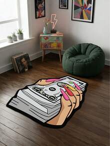 1pc Hand-Held Dollar Pattern Shaped Rug, Cute Fluffy Mat, Decorative Carpet, Bedroom Decor, Small Rug, Carpet, Home Decor, Outdoor Rug, Washable Carpet, Graduation Season Gift - Multicolor - View 4