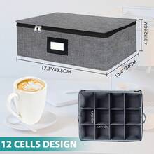 Stemware Storage Cases - 2 Cup Holders, Dark Grey - View 5