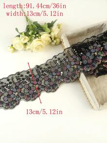 1 Yard, 2 Yard, Tersedia 9 Warna, Kain Organza Potongan Bordir Komputer Baru dengan Aksesoris Bordir, Manik-manik Tabung, Potongan Kristal, Kain Jala, Renda Bunga Gradien yang Indah, Lebar: 13cm/5.12in - A - View 19