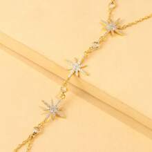 1pc Hexagram Linked Bracelet Niche Design Sparkling Rhinestone Back Of Hand Chain Minimalist Hand Jewelry - one-size - View 4
