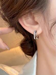 1 Pair Fashionable Cubic Zirconia Stud Earrings, Gift For Women For Party, Engagement, Anniversary, Valentine's Day - 4# - View 11
