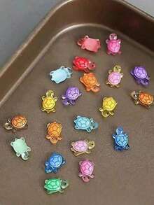 100/300/500pcs Mini Sea Turtle Figurines, Small Ocean Animal Sculptures Made Of Shiny Resin, Suitable For DIY Garden Decor, Dollhouse, Aquarium Decoration, Colorful Cartoon DIY Accessories, Water Tank Turtle Model, Turtle Shaped Nail Accessories. Suitable As Small Gifts For Birthday And Wedding [Please Note The Size, These Are Small] - Multicolor - View 8
