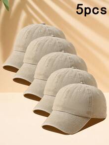 Men Solid Baseball Cap - Khaki - View 6