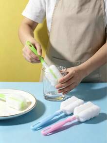 1/3pcs Multifunctional Sponge Bottle Cleaning Brush With Hanging Hole Design, Suitable For Removing Tea Stains, Coffee Cups, Travel Cups And Kitchenware Stains, No Dead Angle Cleaning - A - View 9
