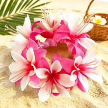 1件裝花卉印花波希米亞風壓克力雙色百合花髮圈，氛圍感夏威夷海灘度假風拍照道具髮帶，四季通用髮飾 - 彩色 - 查看 3